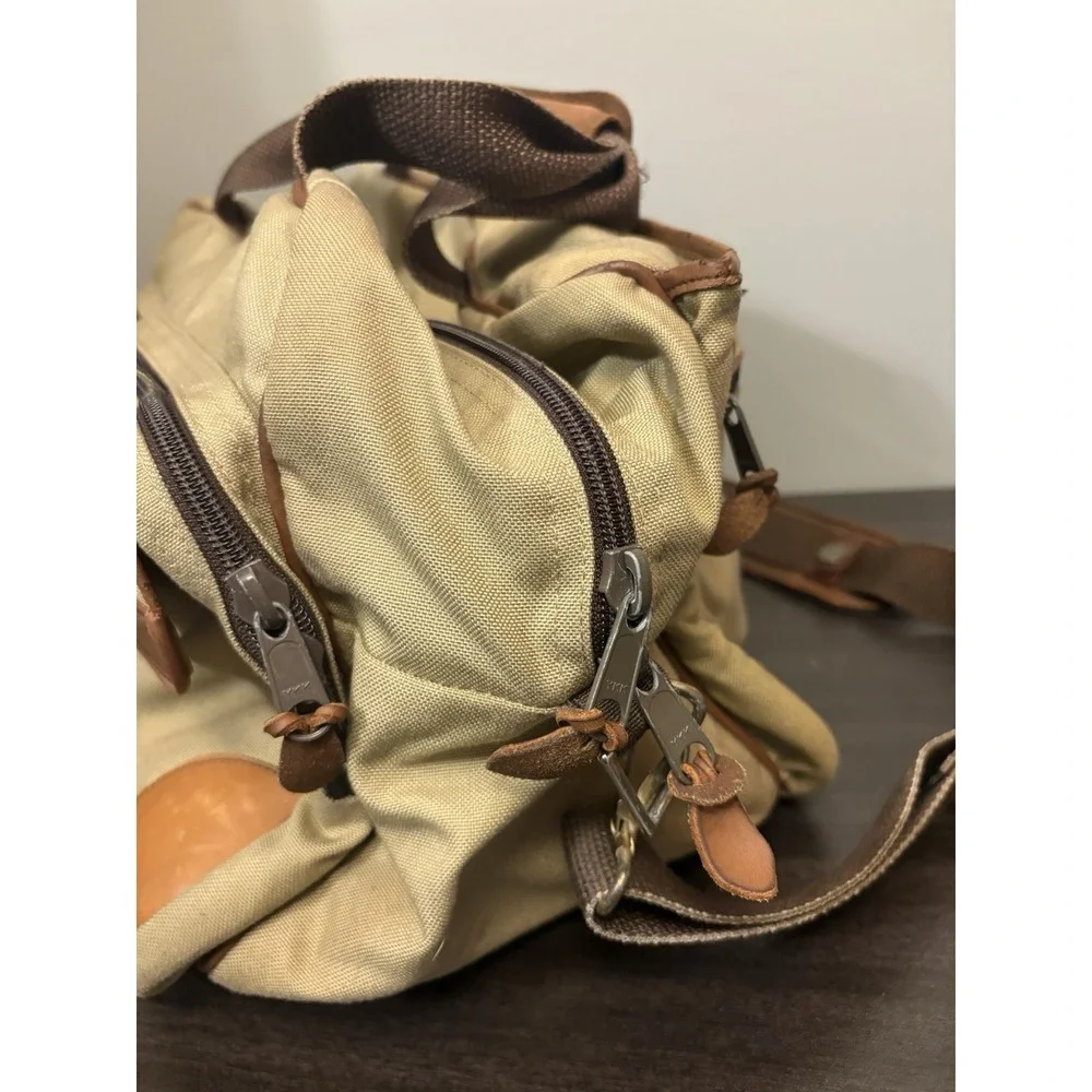 LL Bean Freeport Maine Canvas Leather Trim Carry On Travel Bag Messenger Vintage